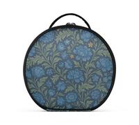 tplaotee William Morris Indigo Floral Pattern Makeup Bag Travel-Size Accessories Large Capacity Travel Cosmetic Bag with adjustable dividers 11 IN