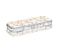 tplaotee William Morris Style Daisy Almond Kakhi Designed Plastic Box For Pencils Double Deck Pens Case Boxes For Stationery With Snap Lid