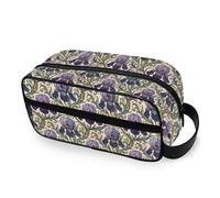 tplaotee William Morris Style Iris Flowers Pattern Portable Toiletry Bag with hanging hook Large Makeup Bags For Women with Compartments & Handle