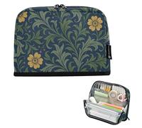 tplaotee William Morris Yellow Pattern Pencil Holder Case Large Capacity Cosmetic Bag Slots Coin for Teacher School Supply estuches escolares para ninas