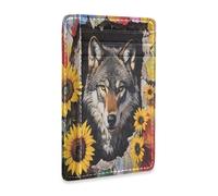 tplaotee Wolf Breaking Through The Wall Flower leather slim credit card wallet With ID Window RFID Blocking wallet card holder for Men and Women