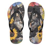 tplaotee Wolf Breaking Through The Wall Flower rubber flip flop for men lightweight flops for men Shower Swimming Pool vacation, Wolf Breaking Through the Wall Flower, 8-9
