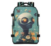 tplaotee Women Backpack Clean Design Tool Bag Backpack Travel Essentials for Women & Men Outing Work Family Travel 20L Cartoon Alien Print Science - Fiction and Fantasy Style