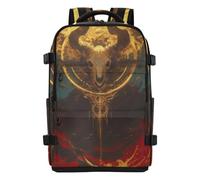 tplaotee Work Backpack Woman Water Resistant Lightweight Womens Computer Bag 15.6 Inch Laptop Bag for Travel Business Casual or College 20L Mysterious Bull Skull Tribal Style Red