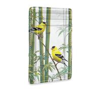 tplaotee Yellow Birds bamboos 3d leather slim wallet women With ID Window RFID Blocking slim card holder for men&women