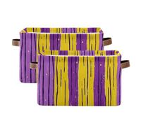tplaotee Yellow Purple Stripe Pattern storage baskets,folding and waterproof cloth baskets with sturdy handle Hamper little little 2 pack for kids baby