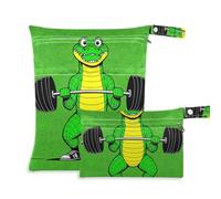 tplaotee Zippered Bag For Wet 2 Pack The Weightlifting Crocodiles