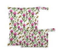 tplaotee Zippered Bags For Cloth 2 Pack Vintage Scottish Thistle Bee Lover