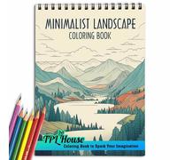 TPLHOUSE Minimalist Landscape Coloring Book for Adults, Premium Cover, Spiral Bound Edition, Discover The Beauty of Minimalism with 30 Exquisite Coloring Pages for Stress Relief and Relaxation