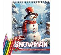TPLHOUSE Snowman Coloring Book Spiral Bound for Kids and Teens, Premium Cover, 30 Cheerful Snowman Coloring Pages in Merry Christmas Day for Stress Relief and Relaxation