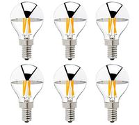 TPMAFF LED Bulbs Half Chrome,E12/E14 Base Vintage Edison Bulbs,G45 Half Silver Reflected Bulb,Magic Bean Lamp Light Source,4W Dimmable 2700K (6-Pack)