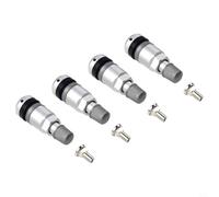 TPMS Tire Pressure Sensor Valve Stem Repair Kit Metal Construction Silver Compatible with 5 Series Vehicles Front Left Rear Right Replacement Set of 4