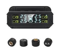 TPMS Tyre Pressure Monitoring System Adjustable Angle Display with 4 External Sensors IP67 Waterproof Solar Real Time Display for RV, Camper, Travel Trailer, Trailer, SUV and MPV