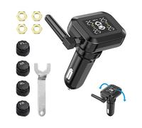 TPMS Tyre Pressure Monitoring System Cigarette Lighter with 4Pcs External Sensors Kit, Real-time Tire Pressure Monitor System 0-50 PSI for SUV, MPV, RV and MPV (with Antenna)