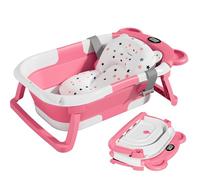 TPN Collapsible Baby Bathtub, Baby Bath Tub with Soft Cushion & Real-Time Thermometer, Baby Bathtub Infant to Toddler Tub (0-36 Months), Portable Newborn Travel Bath tub