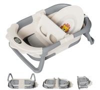 TPN Collapsible Baby Bathtub, Baby Bath Tub with Soft Cushion & Real-Time Thermometer, Baby Bathtub Infant to Toddler Tub (0-36 Months), Portable Newborn Travel Bath tub