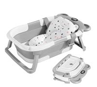 TPN Collapsible Baby Bathtub for Infants to Toddler with Real-time Temp Monitor+Floating Cushion,Foldable Baby Bath Tub Set Applicable 0-36 Month,Perfect Portable Travel Baby Tub for Newborns Boy