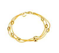 Tpocean 1 Pcs Layered Ladies Bracelets Copper Triple Chain Beaded Bracelet 20 CM Trendy Link Jewelry for Women, 20 cm, no gemstone