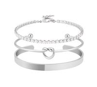 Tpocean 1 Set Bangle Bracelets Stack Stainless Steel Open Cuff Knot Tennis Bracelet Trendy Stackable Jewelry for Women Ladies Men, 16 cm, Cubic Zirconia