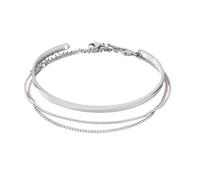 Tpocean 3 pcs Cuff Bangles Set Stainless Steel Waterproof Bangle Bracelets Hand Chain Bracelet Stack Jewelry for Women Men, 17+5 cm, no gemstone
