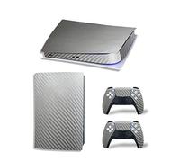 TPOne Carbon Fibre Skin for PS5 Console and 2 Controllers, Scratch Resistant, Bubble-Free Cover, Gray, Leaf Pattern