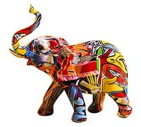 TPOne Modern Colored Drawing Dachshund Resin Animal Sculpture, Colorful Creative Graffiti Art Statue Home Decor Ornaments (Elephant)