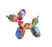 TPone Modern Creative Graffiti Art Balloon Dog Sculpture, Balloon Dog Statue Home Decor Ornaments,for Living Room Home Office Desktop Decoration,Dog Statue Housewarming Gift (D)