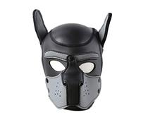 TPone Neoprene Dog Head Mask Adults, Novelty Dog Hood Mask for Halloween Party Cosplay Costume,Puppy Hood Mask (Grey)