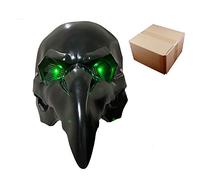 TPOne Plague Doctor Mask with LED, Grow in Light Up Long Nose Bird Beak Mask Steampunk Halloween Gothic Cosplay Props for Party (with Green LED)