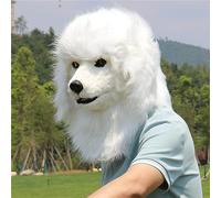 TPone Realistic Furry Animal Mask with LED Light,Plush Dog Mask with Moving Jaw,Mouth Moveable Dog Head Mask for Halloween Party Costume,Glowing Poodle Mask