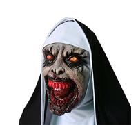TPone Scary Nun Mask with LED Lights, Glowing Full Head Horror Evil Nun Mask for Halloween Costume Party Props (A)