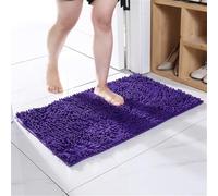 TPR Latex Non Slip Backed Chenille Bath Mat with Superior Absorption, Soft Comfortable Texture, Rectangle Rug for Bathroom and Kitchen Floor Safety (Blue Purple)