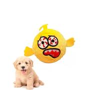 TPR Squeaky Spike Ball Dog Toy, Plush Monster Design, Durable Chew Toy for Small Dogs, Interactive Toy for Teeth Cleaning and Boredom Relief (Yellow)