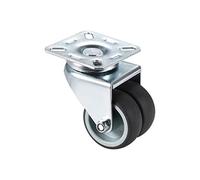 TPR Twin Wheel Top Plate Mounted Swivel Castor Wheels 2 Inches 110lb Capacity