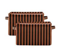 TPRDHK 2 Pack Black Orange Stripes Storage Basket, Durable Canvas Foldable Open Rectangle Storage Bin with Handles for Shelf Closet Bedroom Home,36x26x21 Centimeters
