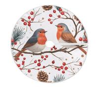 TPRDHK 36 Inch Soft Plush Christmas Tree Skirt,Christmas Robin Round Xmas Tree Mat for Holiday Part Xmas Halloween Tree Decoration