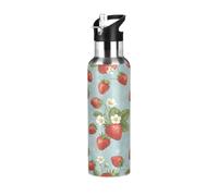 TPRDHK Aged Blueberry Blooms Water Bottle with a straw cap, a nozzle cap and a handle，Vacuum insulation，Anti-leakage，Stainless Steel Water Bottle for Sports，fitness, camping and hiking