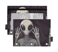 TPRDHK Alien Pencil Pouch for 3 Ring Binder Large Capacity Pencil Case with Clear Window and Zipper for School, Office, Supplies Storage