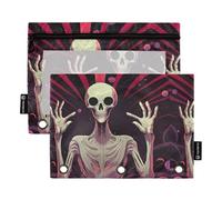TPRDHK Alien Skulls Pencil Pouch for 3 Ring Binder Large Capacity Pencil Case with Clear Window and Zipper for School, Office, Supplies Storage