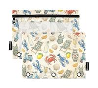 TPRDHK Amalfi Summer Treasures Pencil Pouch for 3 Ring Binder Large Capacity Pencil Case with Clear Window and Zipper for School, Office, Supplies Storage