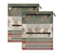 TPRDHK Antique Berry Cameos 3-Ring Binder Pencil Pouch 2 Pack, Pen Bag with 3 Zipper Pockets, Clear View Mesh Window Storage Pen Bag for School Office Home