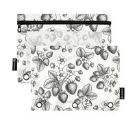 TPRDHK Antique Berry Doodles Pencil Pouch for 3 Ring Binder Large Capacity Pencil Case with Clear Window and Zipper for School, Office, Supplies Storage