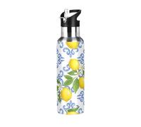 TPRDHK Baroque Citrus Blooms Water Bottle with a straw cap, a nozzle cap and a handle，Vacuum insulation，Anti-leakage，Stainless Steel Water Bottle for Sports，fitness, camping and hiking