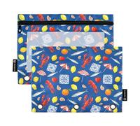 TPRDHK Blue Amalfi Days Pencil Pouch for 3 Ring Binder Large Capacity Pencil Case with Clear Window and Zipper for School, Office, Supplies Storage