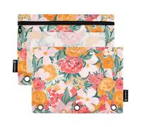 TPRDHK Bright Wedding Floral Pencil Pouch for 3 Ring Binder Large Capacity Pencil Case with Clear Window and Zipper for School, Office, Supplies Storage