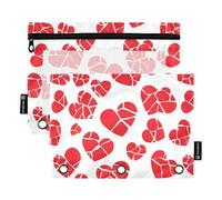 TPRDHK Broken Hearts Pencil Pouch for 3 Ring Binder Large Capacity Pencil Case with Clear Window and Zipper for School, Office, Supplies Storage