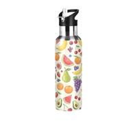 TPRDHK Classic Fruit Blend Water Bottle with a straw cap, a nozzle cap and a handle，Vacuum insulation，Anti-leakage，Stainless Steel Water Bottle for Sports，fitness, camping and hiking