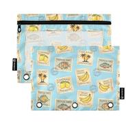 TPRDHK Coastal Mail Fruit Pencil Pouch for 3 Ring Binder Large Capacity Pencil Case with Clear Window and Zipper for School, Office, Supplies Storage