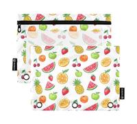 TPRDHK Crayon Mixed Fruits Pencil Pouch for 3 Ring Binder Large Capacity Pencil Case with Clear Window and Zipper for School, Office, Supplies Storage