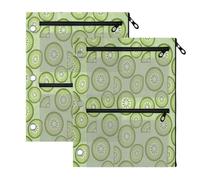 TPRDHK Cucumber Slices 3-Ring Binder Pencil Pouch 2 Pack, Pen Bag with 3 Zipper Pockets, Clear View Mesh Window Storage Pen Bag for School Office Home